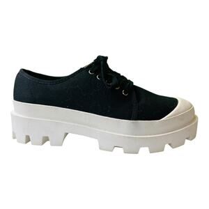 ASOS Chunky Flatform Heeled Fashion Sneakers Lace Up Black White US 10 UK 7